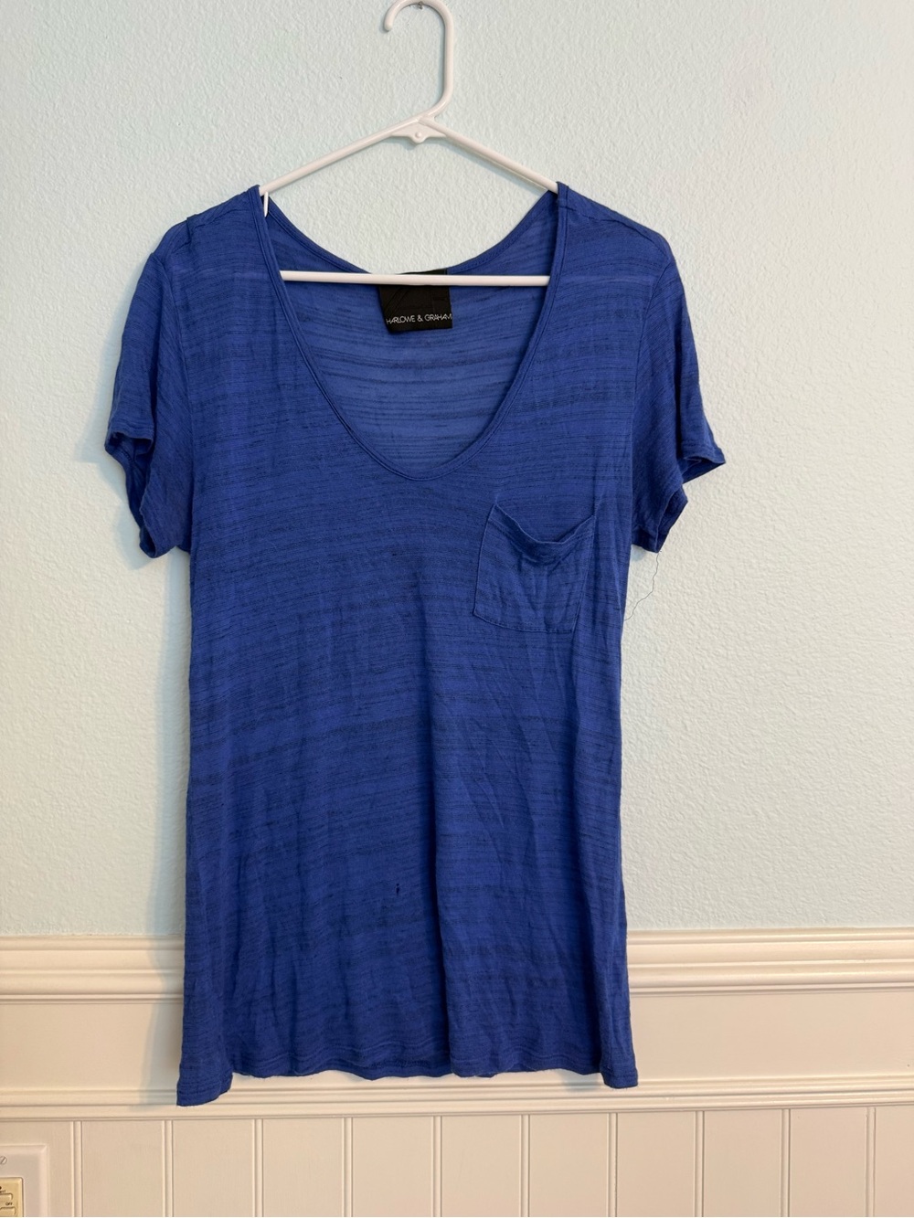 Harlowe & Graham Short Sleeve V-Neck Pocket Tee - Royal Blue